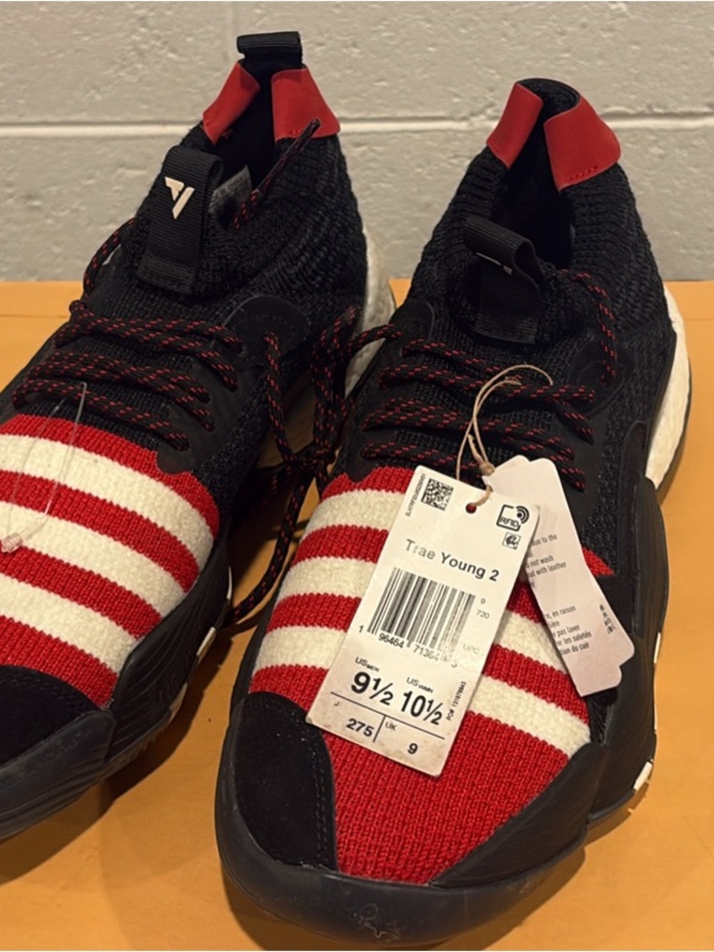 Adidas Trae Young 2 Basketball Sneakers - Black & Red & White Size 9.5